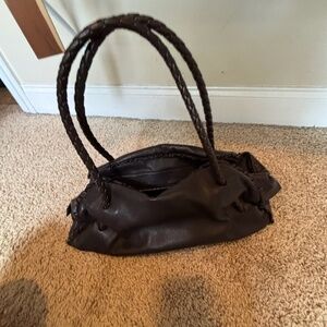 Furla Dark Leather Purse with Plaited Straps Lightly Used
